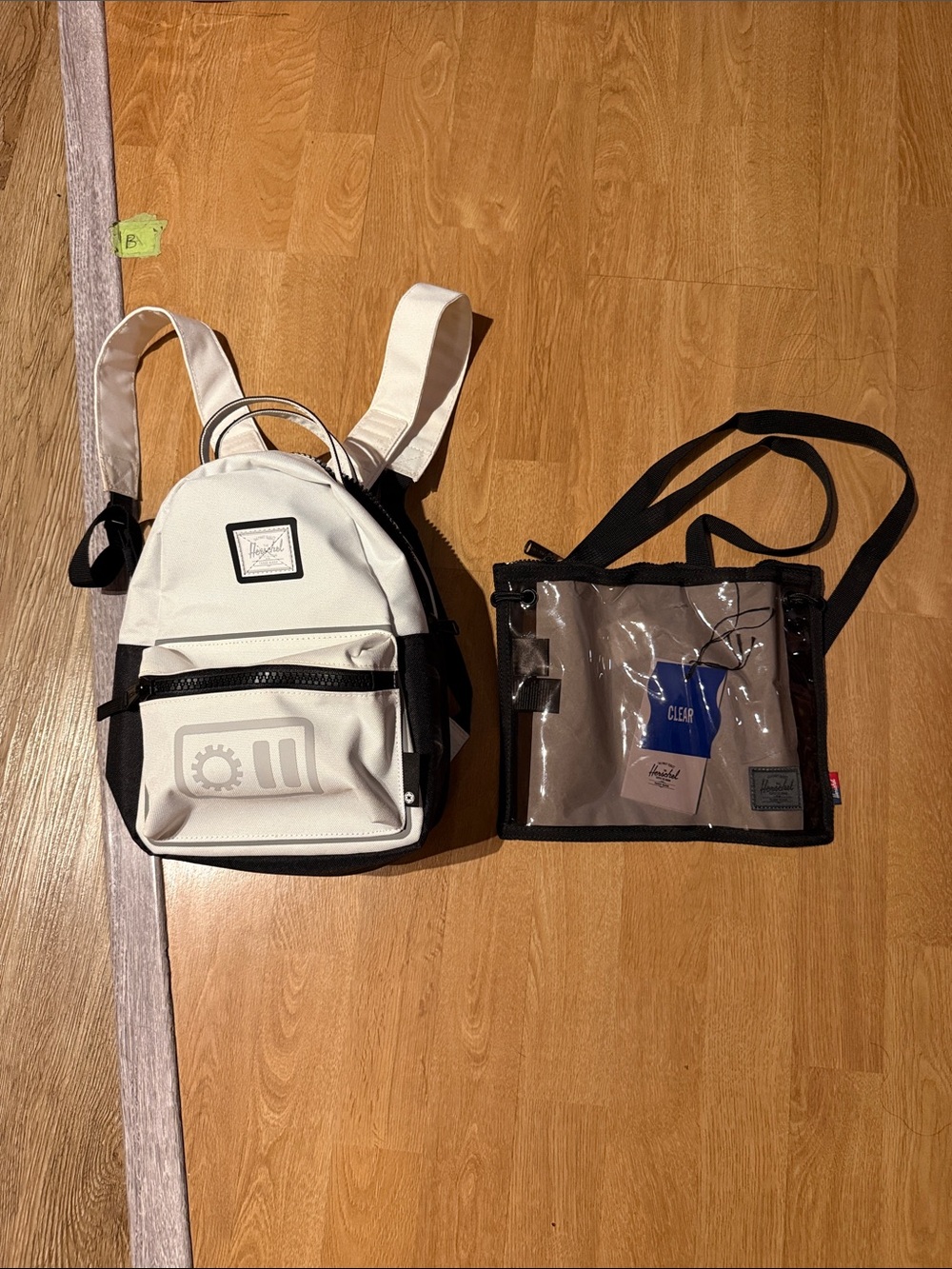 Herschel bag pack and clear bag